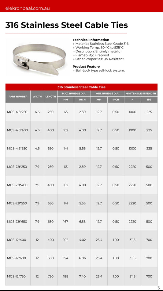 316 Stainless steel cable ties