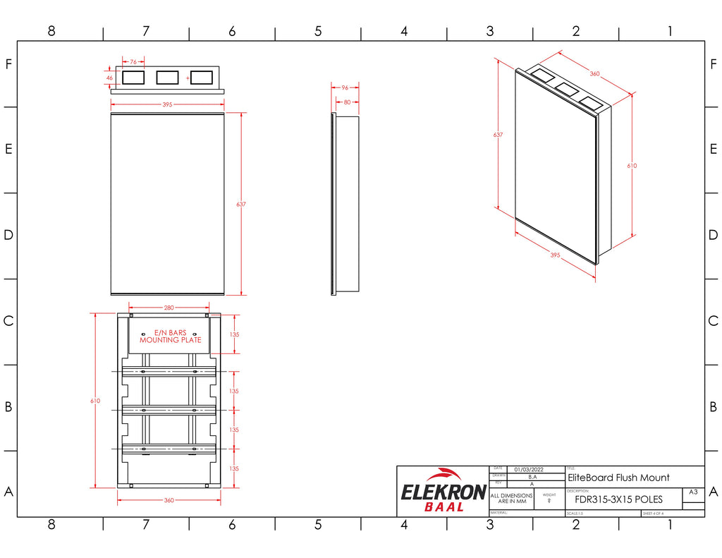 3x15 POLES Flush Mount Din rail Enclosure – Elekron Baal